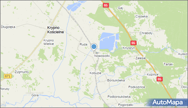 mapa Nowosiółki, Nowosiółki gmina Dobrzyniewo Duże na mapie Targeo